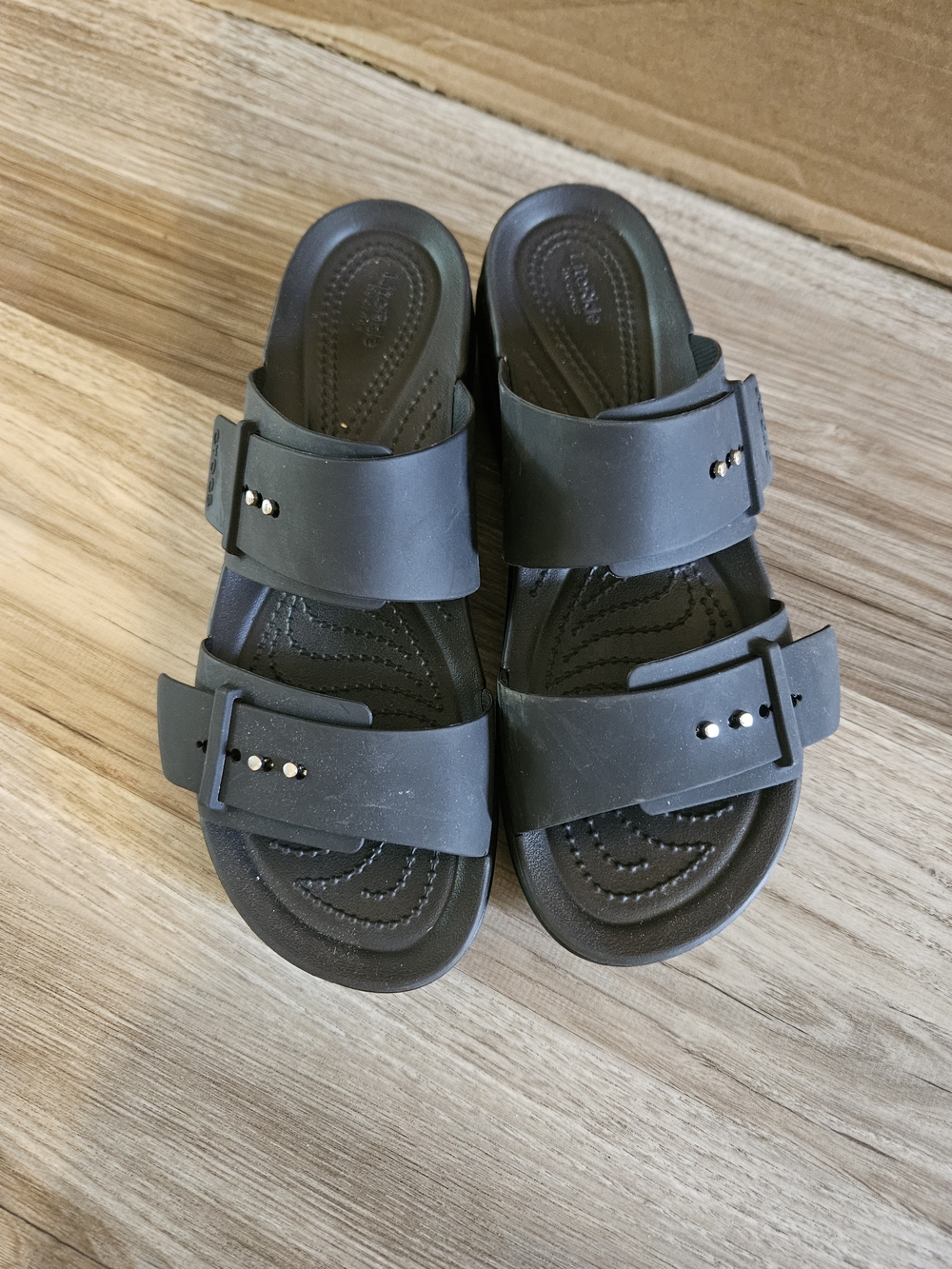 CROCS Black Dual Strap Slide Sandals
